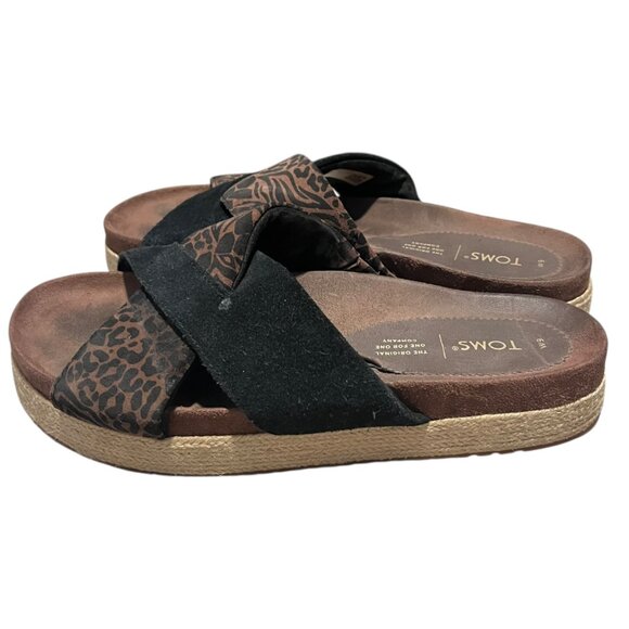 TOMS Paloma Sandals Women's 9 Black Animal Print Casual Summer Slip On - Picture 5 of 13